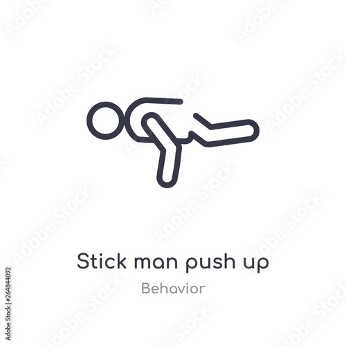 stick man push up outline icon. isolated line vector illustration from behavior collection. editable thin stroke stick man push up icon on white background