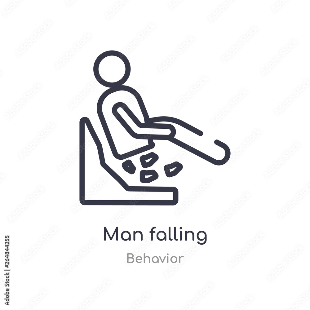 man falling outline icon. isolated line vector illustration from behavior collection. editable thin stroke man falling icon on white background man falling outline icon. isolated line vector illustration from behavior collection. editable thin stroke man falling icon on white background