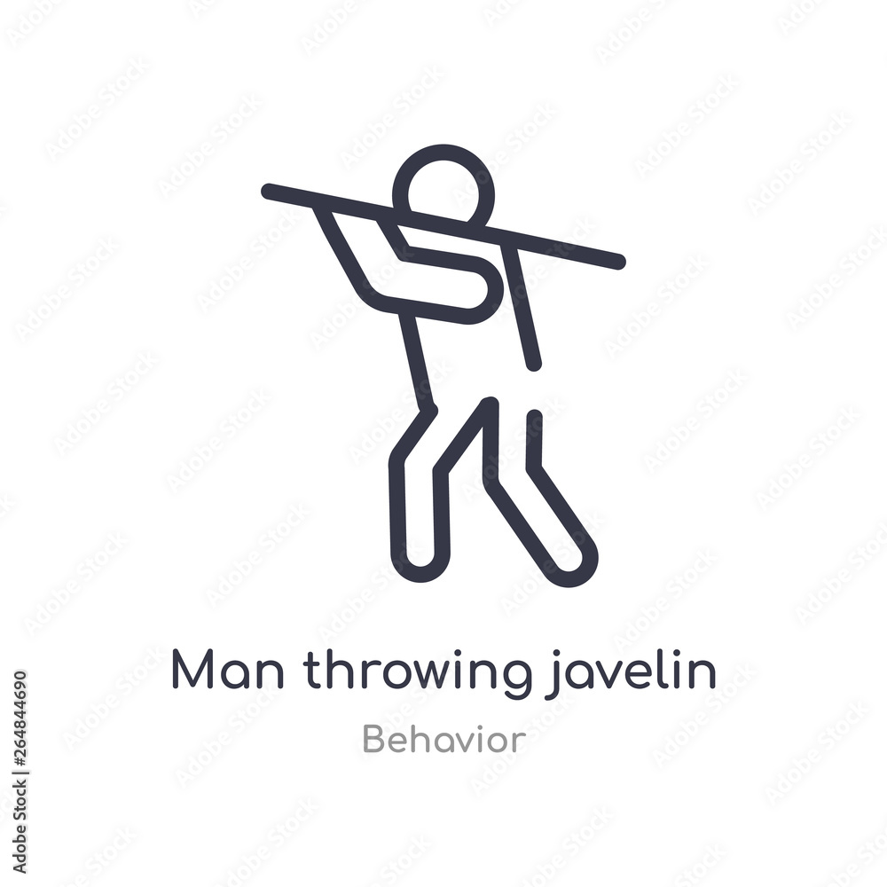 man throwing javelin outline icon. isolated line vector illustration from behavior collection. editable thin stroke man throwing javelin icon on white background