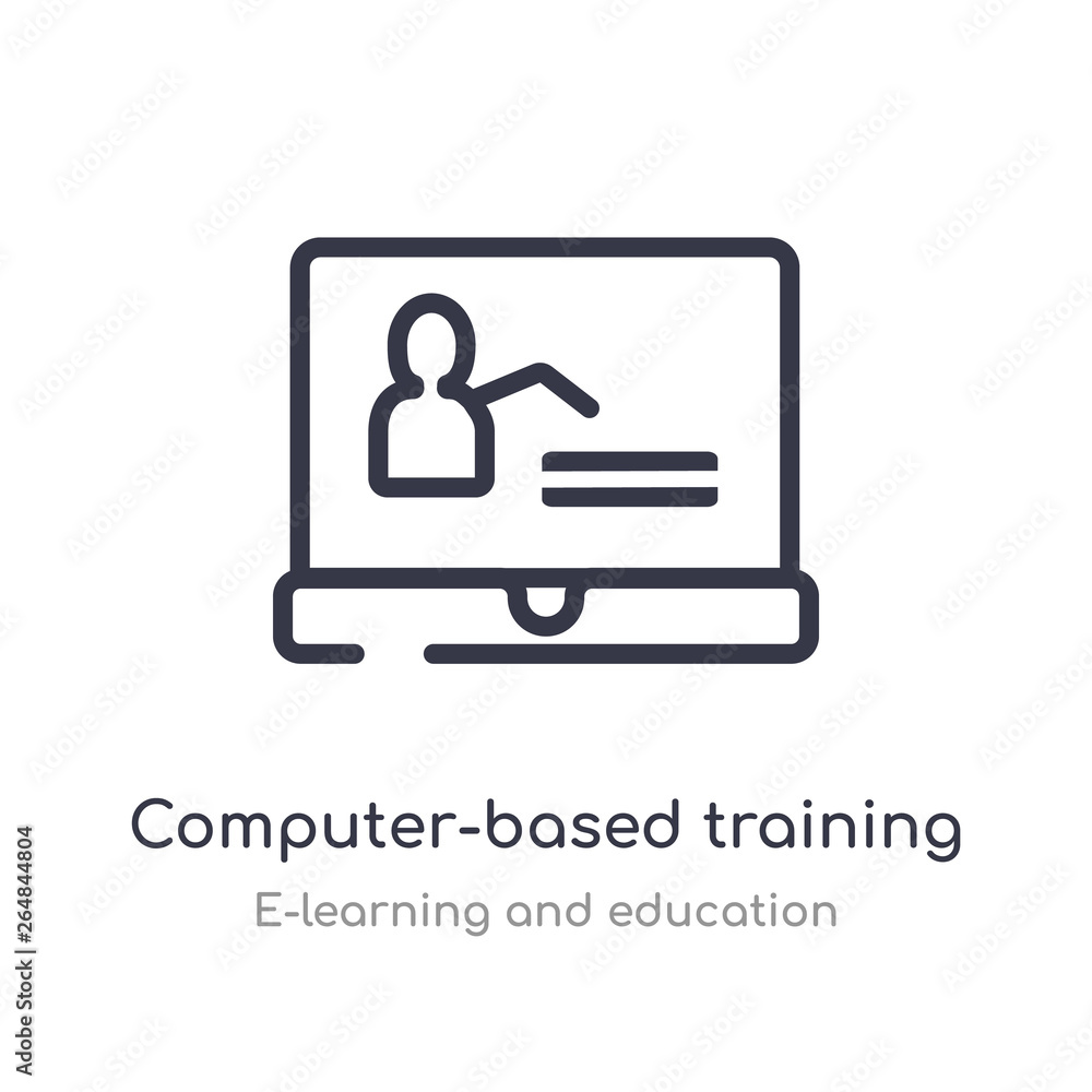 computer-based training outline icon. isolated line vector illustration from e-learning and education collection. editable thin stroke computer-based training icon on white background computer-based training outline icon. isolated line vector illustration from e-learning and education collection. editable thin stroke computer-based training icon on white background