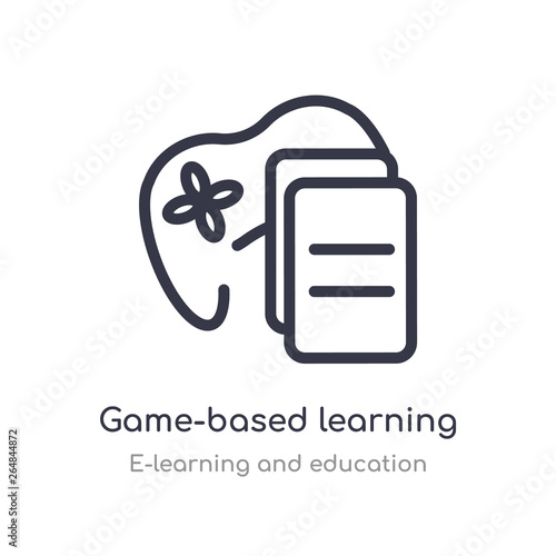 game-based learning outline icon. isolated line vector illustration from e-learning and education collection. editable thin stroke game-based learning icon on white background