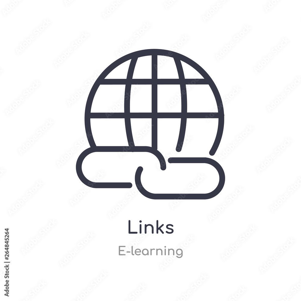 links outline icon. isolated line vector illustration from e-learning collection. editable thin stroke links icon on white background