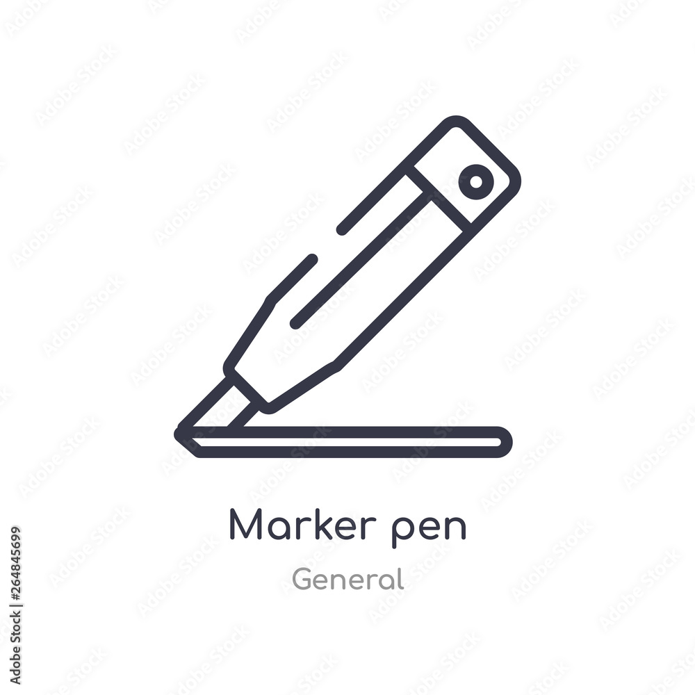 marker pen outline icon. isolated line vector illustration from general collection. editable thin stroke marker pen icon on white background marker pen outline icon. isolated line vector illustration from general collection. editable thin stroke marker pen icon on white background