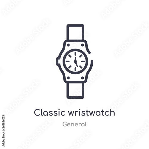 classic wristwatch outline icon. isolated line vector illustration from general collection. editable thin stroke classic wristwatch icon on white background