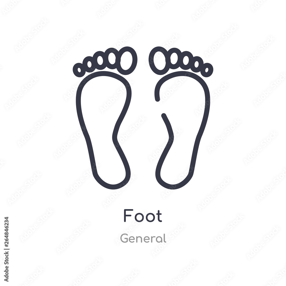 foot outline icon. isolated line vector illustration from general collection. editable thin stroke foot icon on white background foot outline icon. isolated line vector illustration from general collection. editable thin stroke foot icon on white background