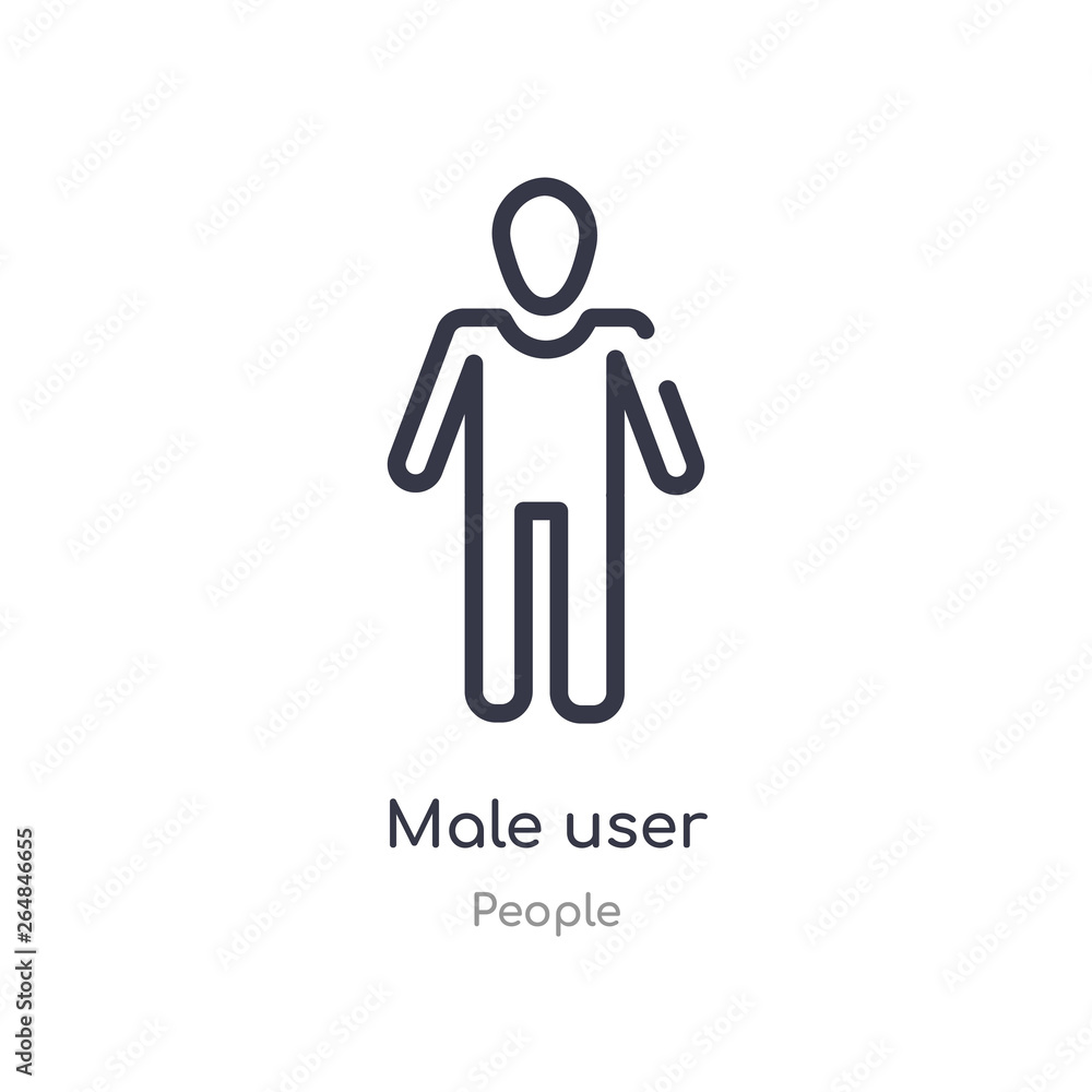 male user outline icon. isolated line vector illustration from people collection. editable thin stroke male user icon on white background male user outline icon. isolated line vector illustration from people collection. editable thin stroke male user icon on white background