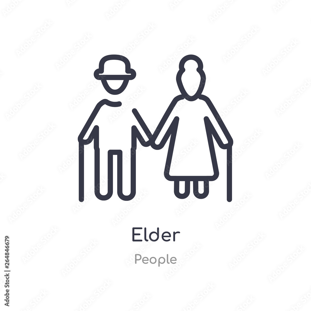 elder outline icon. isolated line vector illustration from people collection. editable thin stroke elder icon on white background elder outline icon. isolated line vector illustration from people collection. editable thin stroke elder icon on white background
