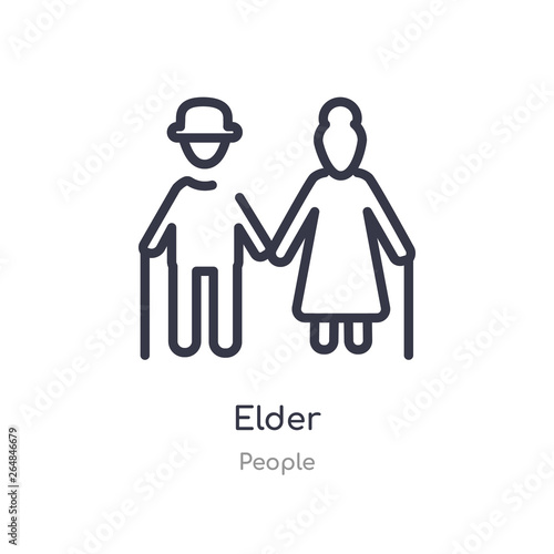 elder outline icon. isolated line vector illustration from people collection. editable thin stroke elder icon on white background