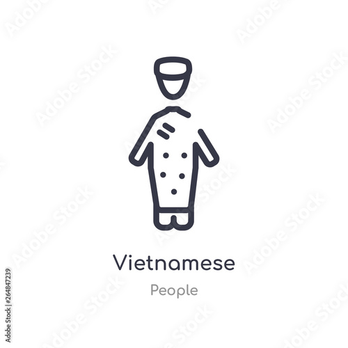 vietnamese outline icon. isolated line vector illustration from people collection. editable thin stroke vietnamese icon on white background