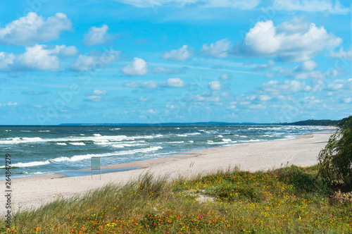 The calm sea. Turquoise seascape. Sea smoothness. Baltic sea
