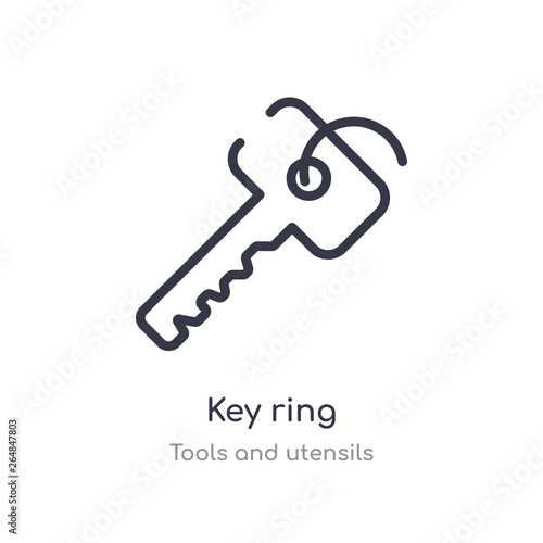 key ring outline icon. isolated line vector illustration from tools and utensils collection. editable thin stroke key ring icon on white background