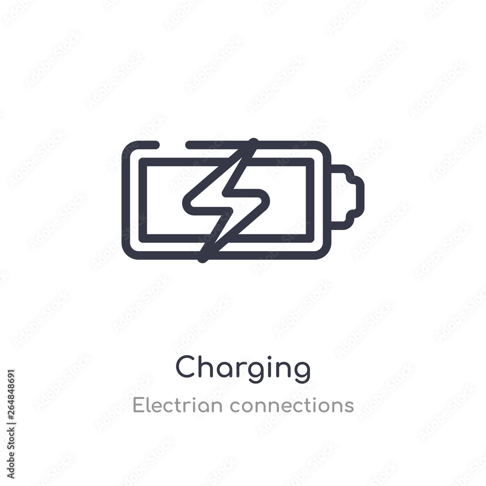 charging outline icon. isolated line vector illustration from electrian connections collection. editable thin stroke charging icon on white background charging outline icon. isolated line vector illustration from electrian connections collection. editable thin stroke charging icon on white background