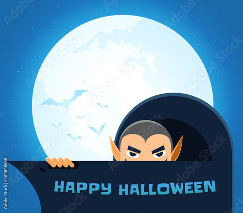 A vampire is hiding behind his cape
