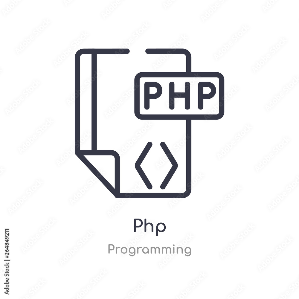 php outline icon. isolated line vector illustration from programming collection. editable thin stroke php icon on white background php outline icon. isolated line vector illustration from programming collection. editable thin stroke php icon on white background