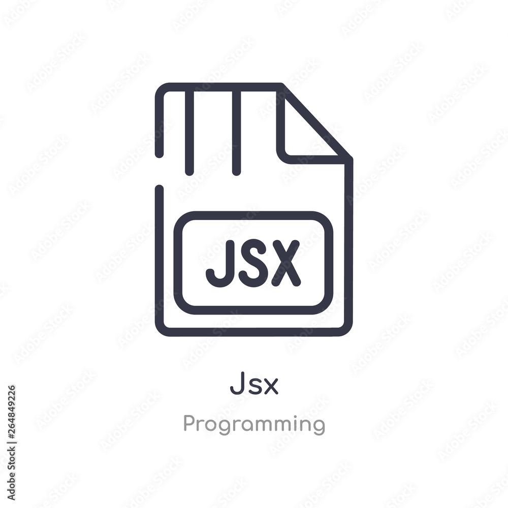 jsx outline icon. isolated line vector illustration from programming collection. editable thin stroke jsx icon on white background jsx outline icon. isolated line vector illustration from programming collection. editable thin stroke jsx icon on white background
