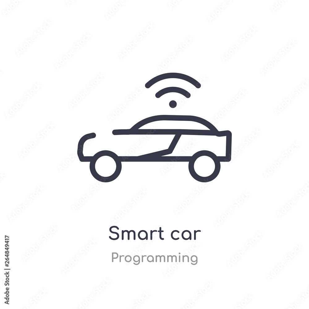 smart car outline icon. isolated line vector illustration from programming collection. editable thin stroke smart car icon on white background smart car outline icon. isolated line vector illustration from programming collection. editable thin stroke smart car icon on white background