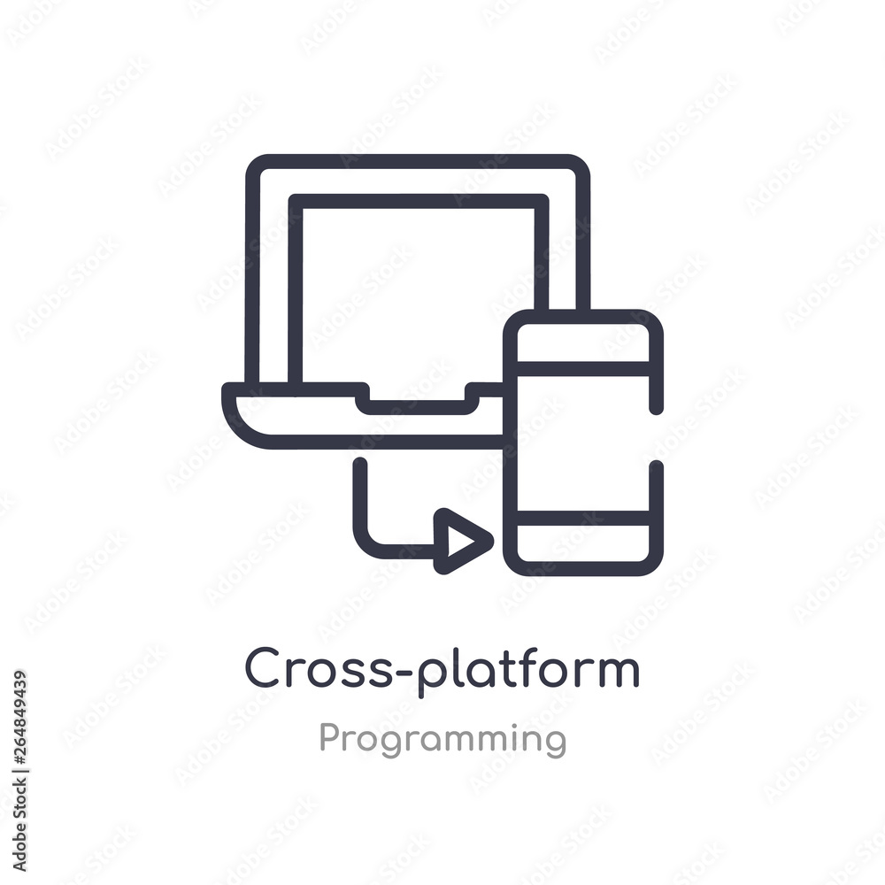 cross-platform outline icon. isolated line vector illustration from programming collection. editable thin stroke cross-platform icon on white background cross-platform outline icon. isolated line vector illustration from programming collection. editable thin stroke cross-platform icon on white background