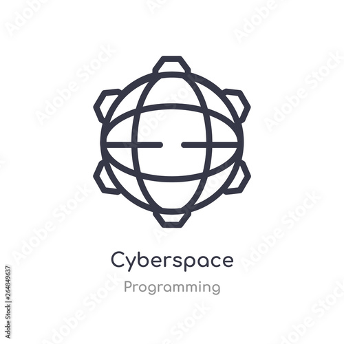 cyberspace outline icon. isolated line vector illustration from programming collection. editable thin stroke cyberspace icon on white background