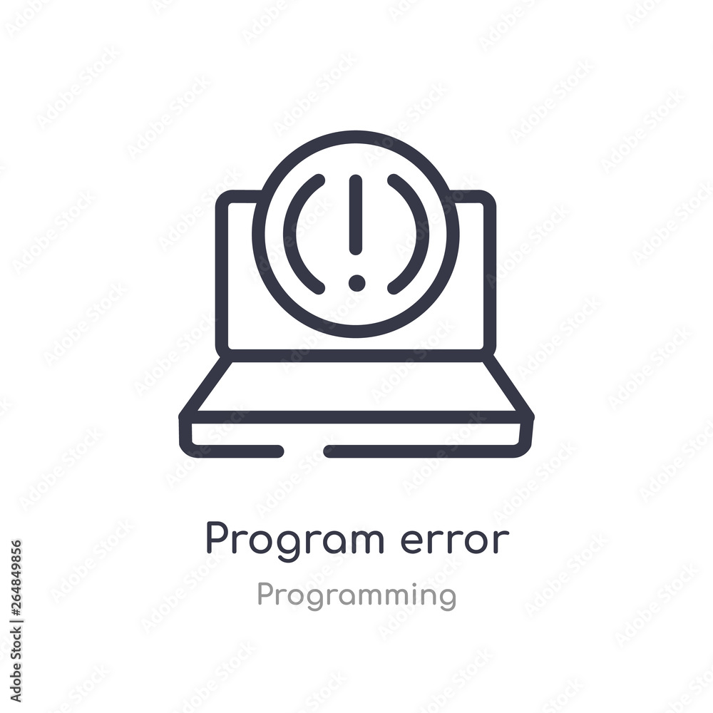 program error outline icon. isolated line vector illustration from programming collection. editable thin stroke program error icon on white background program error outline icon. isolated line vector illustration from programming collection. editable thin stroke program error icon on white background