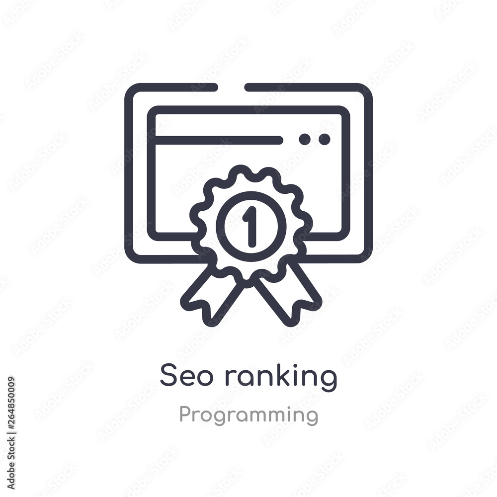 seo ranking outline icon. isolated line vector illustration from programming collection. editable thin stroke seo ranking icon on white background seo ranking outline icon. isolated line vector illustration from programming collection. editable thin stroke seo ranking icon on white background