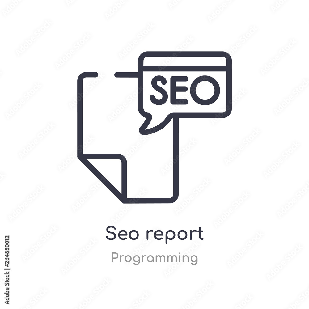 seo report outline icon. isolated line vector illustration from programming collection. editable thin stroke seo report icon on white background seo report outline icon. isolated line vector illustration from programming collection. editable thin stroke seo report icon on white background