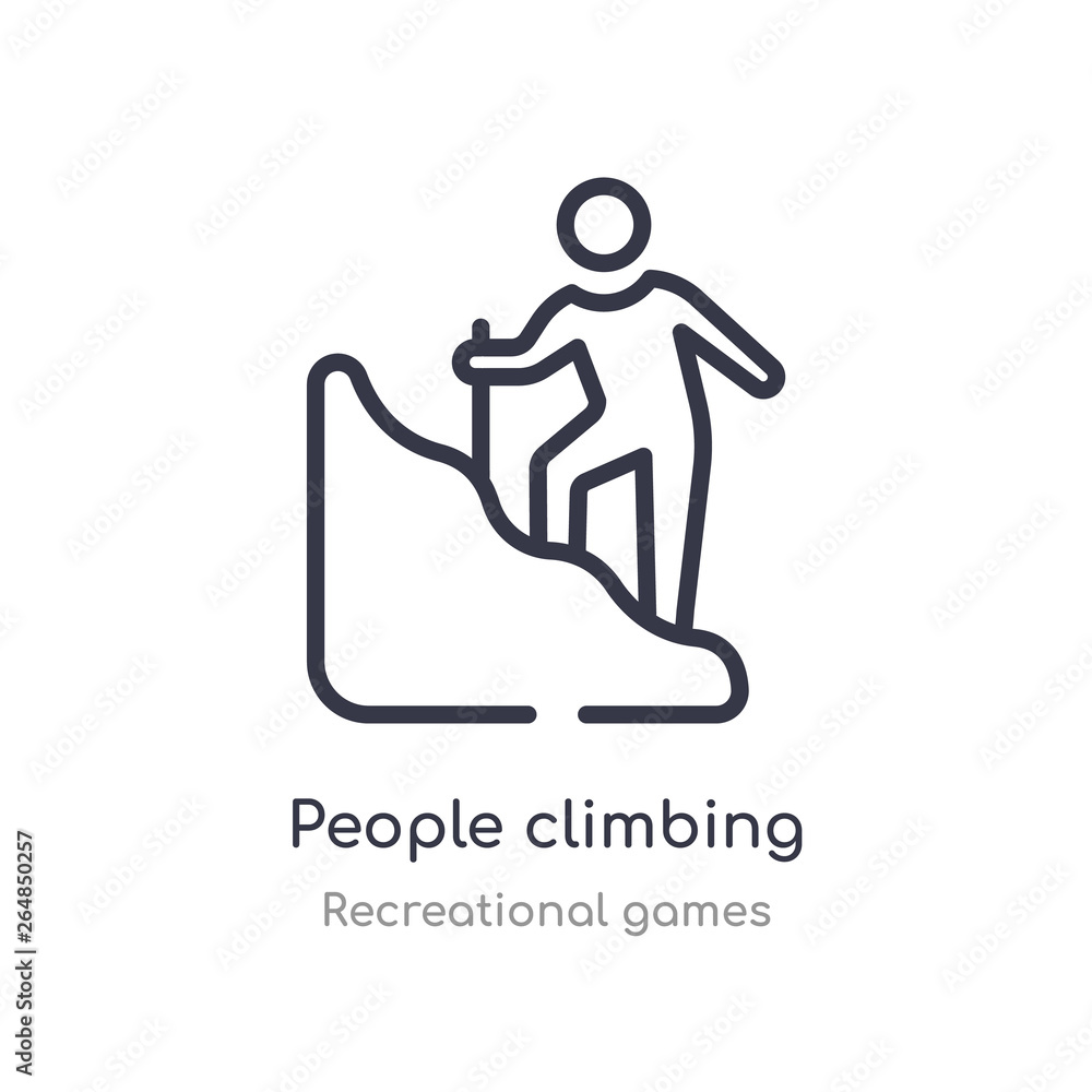 people climbing outline icon. isolated line vector illustration from recreational games collection. editable thin stroke people climbing icon on white background people climbing outline icon. isolated line vector illustration from recreational games collection. editable thin stroke people climbing icon on white background