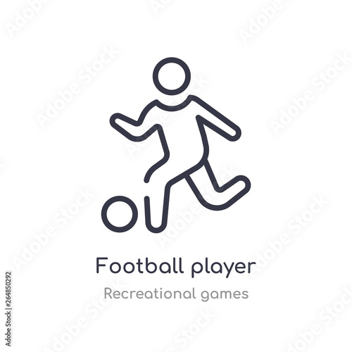 football player playing outline icon. isolated line vector illustration from recreational games collection. editable thin stroke football player playing icon on white background