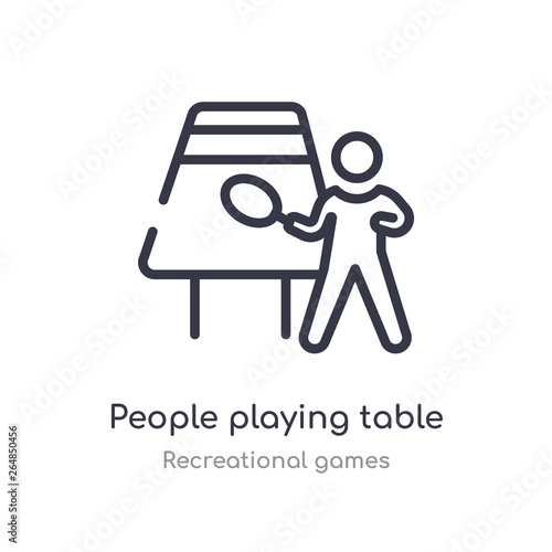 people playing table tennis outline icon. isolated line vector illustration from recreational games collection. editable thin stroke people playing table tennis icon on white background