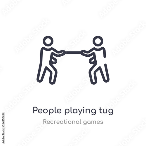 people playing tug of war outline icon. isolated line vector illustration from recreational games collection. editable thin stroke people playing tug of war icon on white background