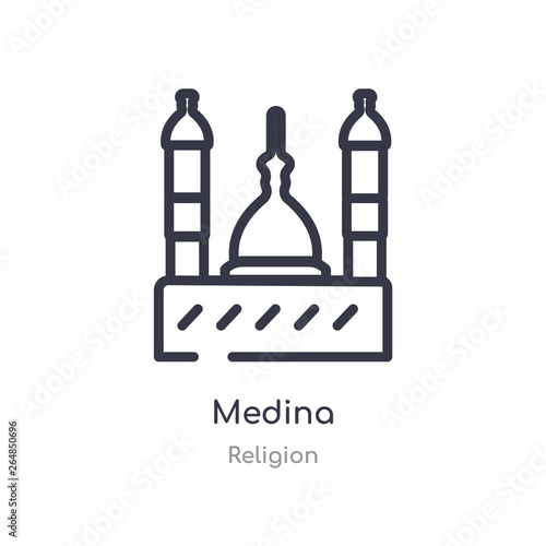 medina outline icon. isolated line vector illustration from religion collection. editable thin stroke medina icon on white background