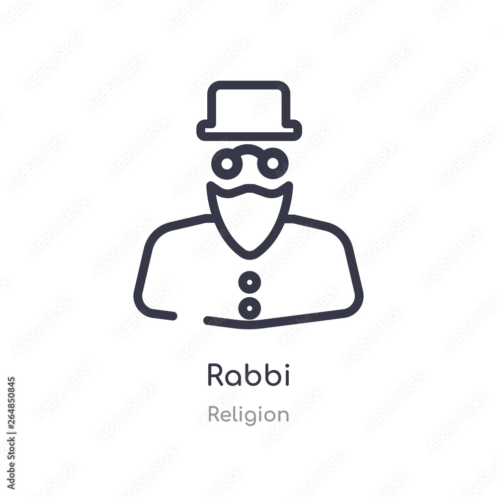 rabbi outline icon. isolated line vector illustration from religion collection. editable thin stroke rabbi icon on white background