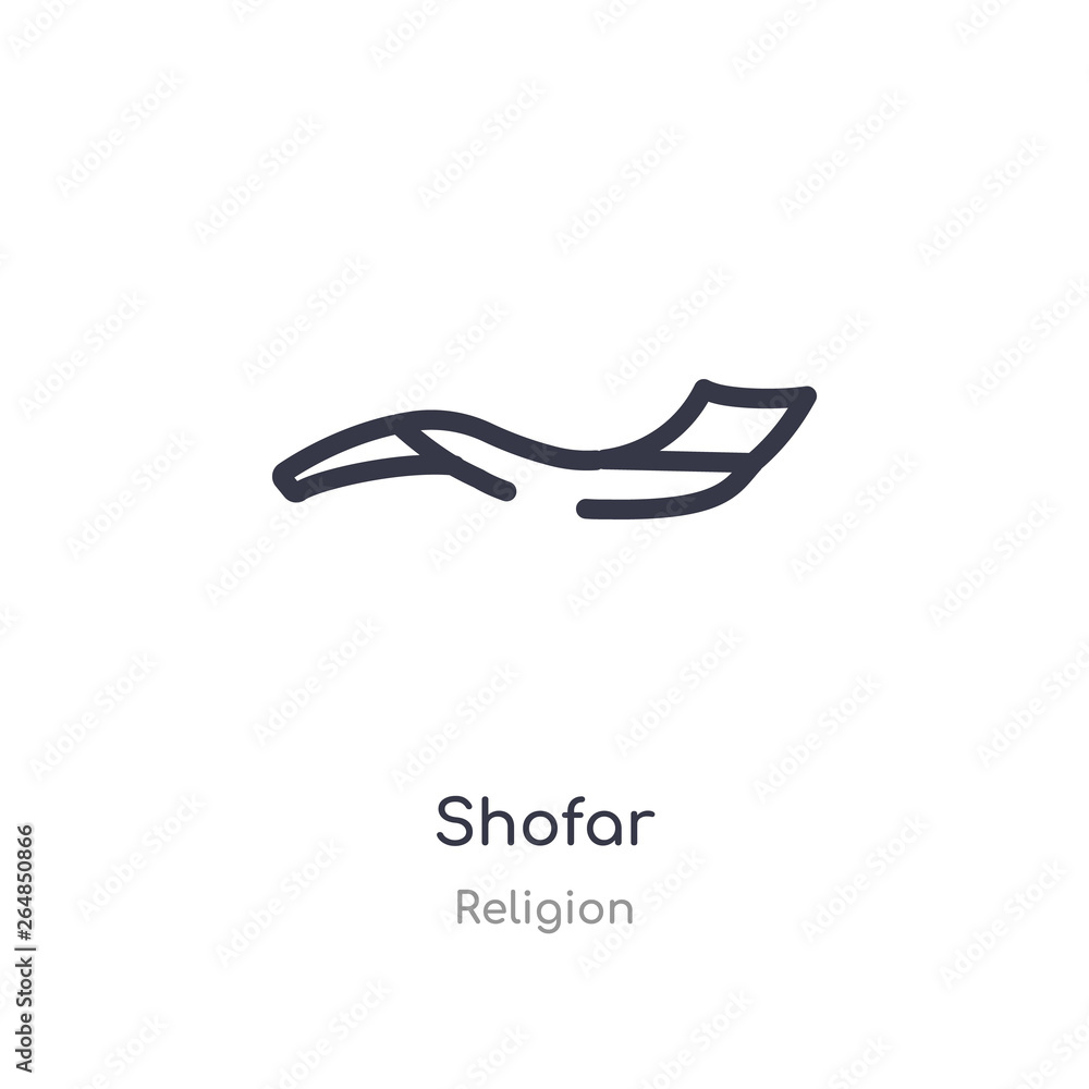 Fototapeta premium shofar outline icon. isolated line vector illustration from religion collection. editable thin stroke shofar icon on white background