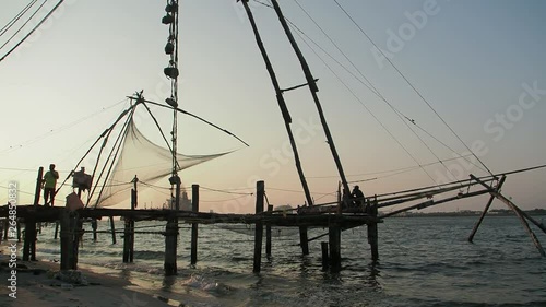 The famed Chinese Nets in Fort Kochi, Kerala, India