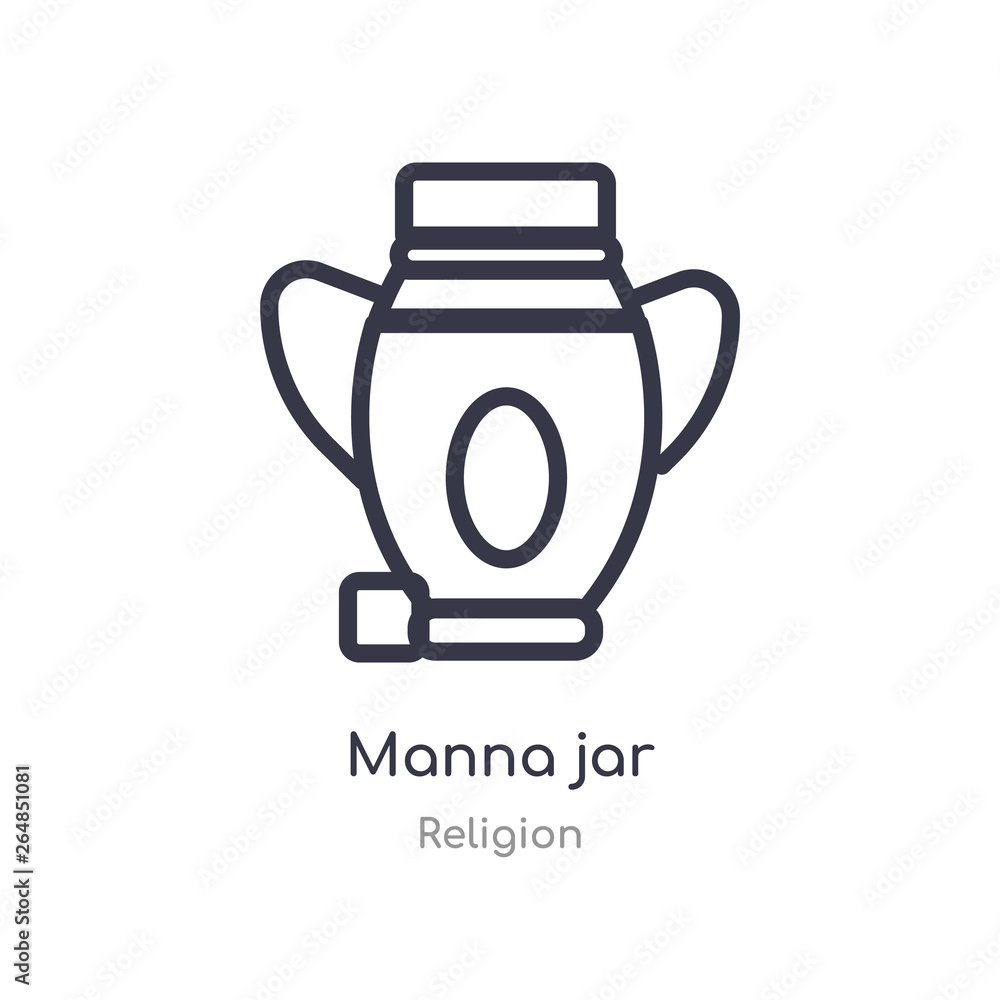 manna jar outline icon. isolated line vector illustration from religion collection. editable thin stroke manna jar icon on white background manna jar outline icon. isolated line vector illustration from religion collection. editable thin stroke manna jar icon on white background
