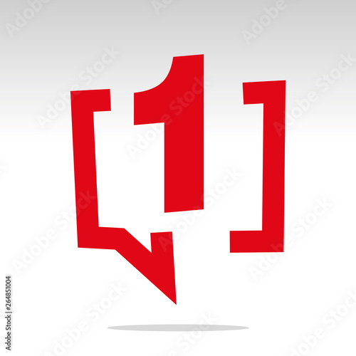 Number one 1 red speech brackets isolated logo icon sticker element