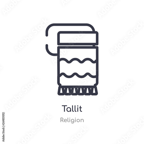 tallit outline icon. isolated line vector illustration from religion collection. editable thin stroke tallit icon on white background