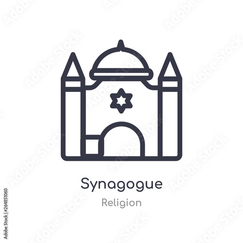 synagogue outline icon. isolated line vector illustration from religion collection. editable thin stroke synagogue icon on white background