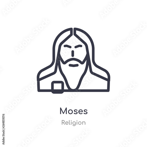 moses outline icon. isolated line vector illustration from religion collection. editable thin stroke moses icon on white background