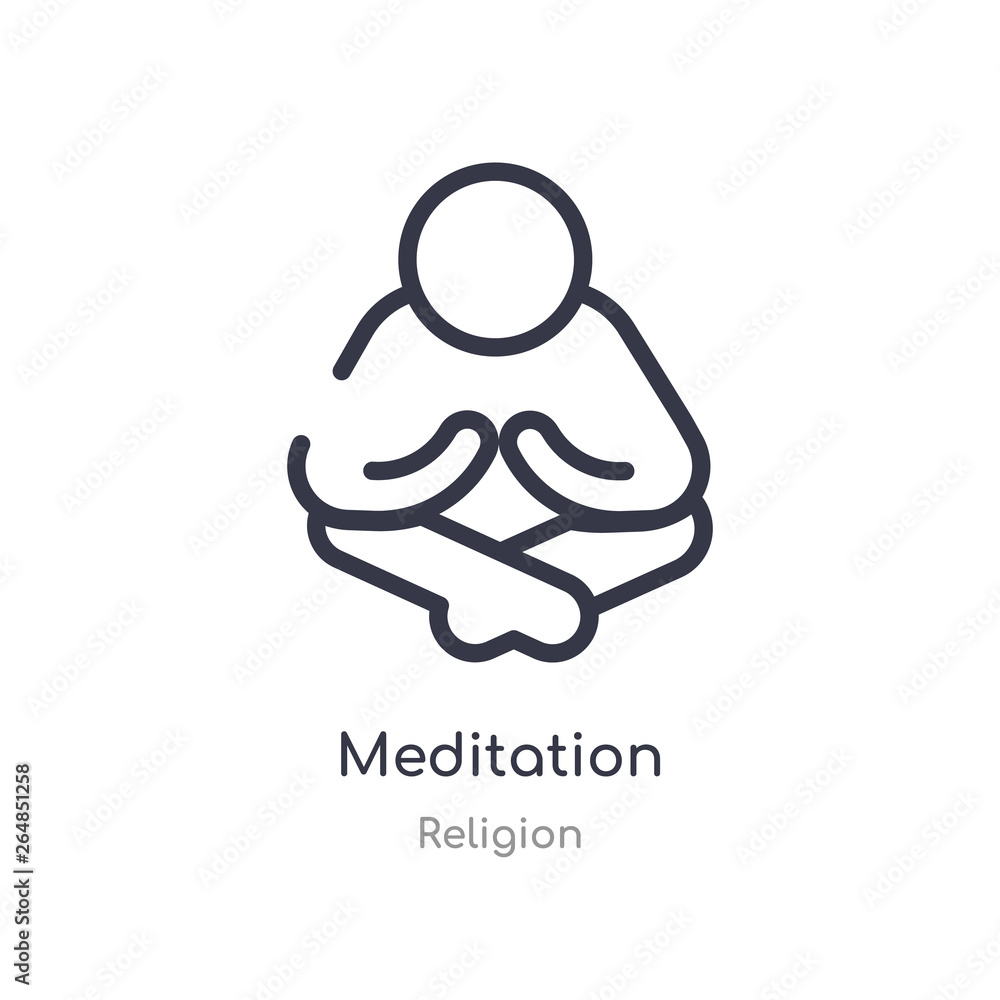 meditation outline icon. isolated line vector illustration from religion collection. editable thin stroke meditation icon on white background meditation outline icon. isolated line vector illustration from religion collection. editable thin stroke meditation icon on white background