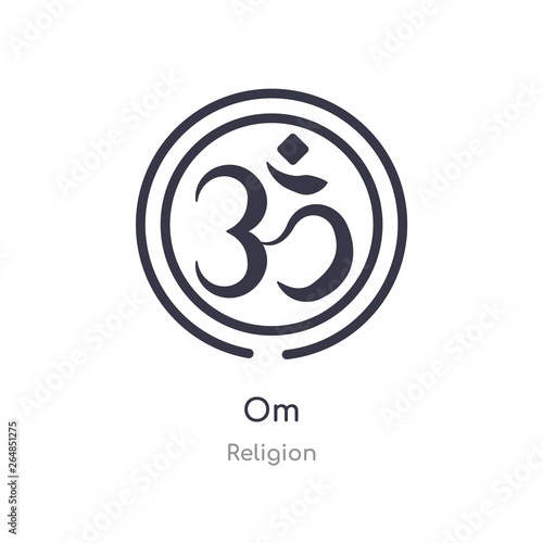 om outline icon. isolated line vector illustration from religion collection. editable thin stroke om icon on white background