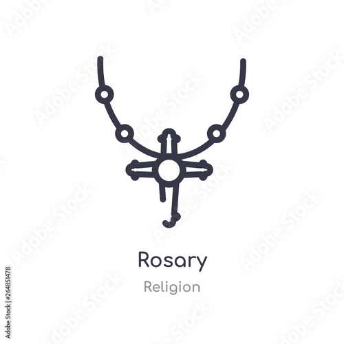 rosary outline icon. isolated line vector illustration from religion collection. editable thin stroke rosary icon on white background