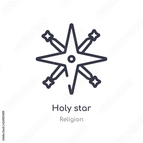 holy star outline icon. isolated line vector illustration from religion collection. editable thin stroke holy star icon on white background