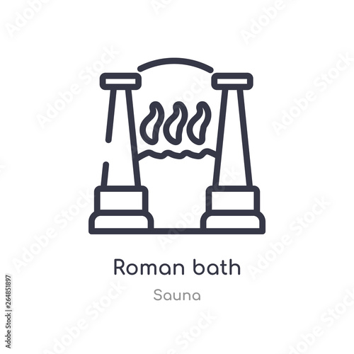 roman bath outline icon. isolated line vector illustration from sauna collection. editable thin stroke roman bath icon on white background