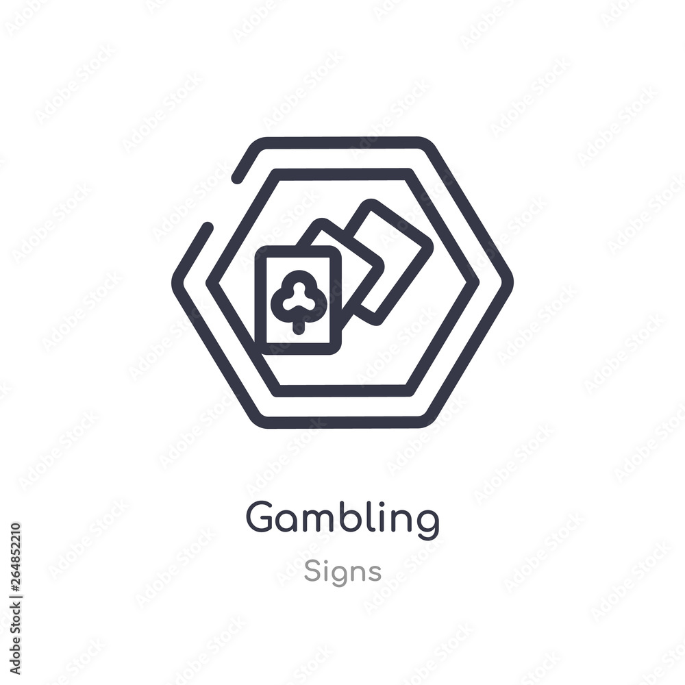 gambling outline icon. isolated line vector illustration from signs collection. editable thin stroke gambling icon on white background gambling outline icon. isolated line vector illustration from signs collection. editable thin stroke gambling icon on white background