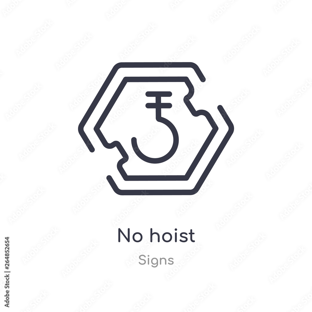 no hoist outline icon. isolated line vector illustration from signs collection. editable thin stroke no hoist icon on white background no hoist outline icon. isolated line vector illustration from signs collection. editable thin stroke no hoist icon on white background