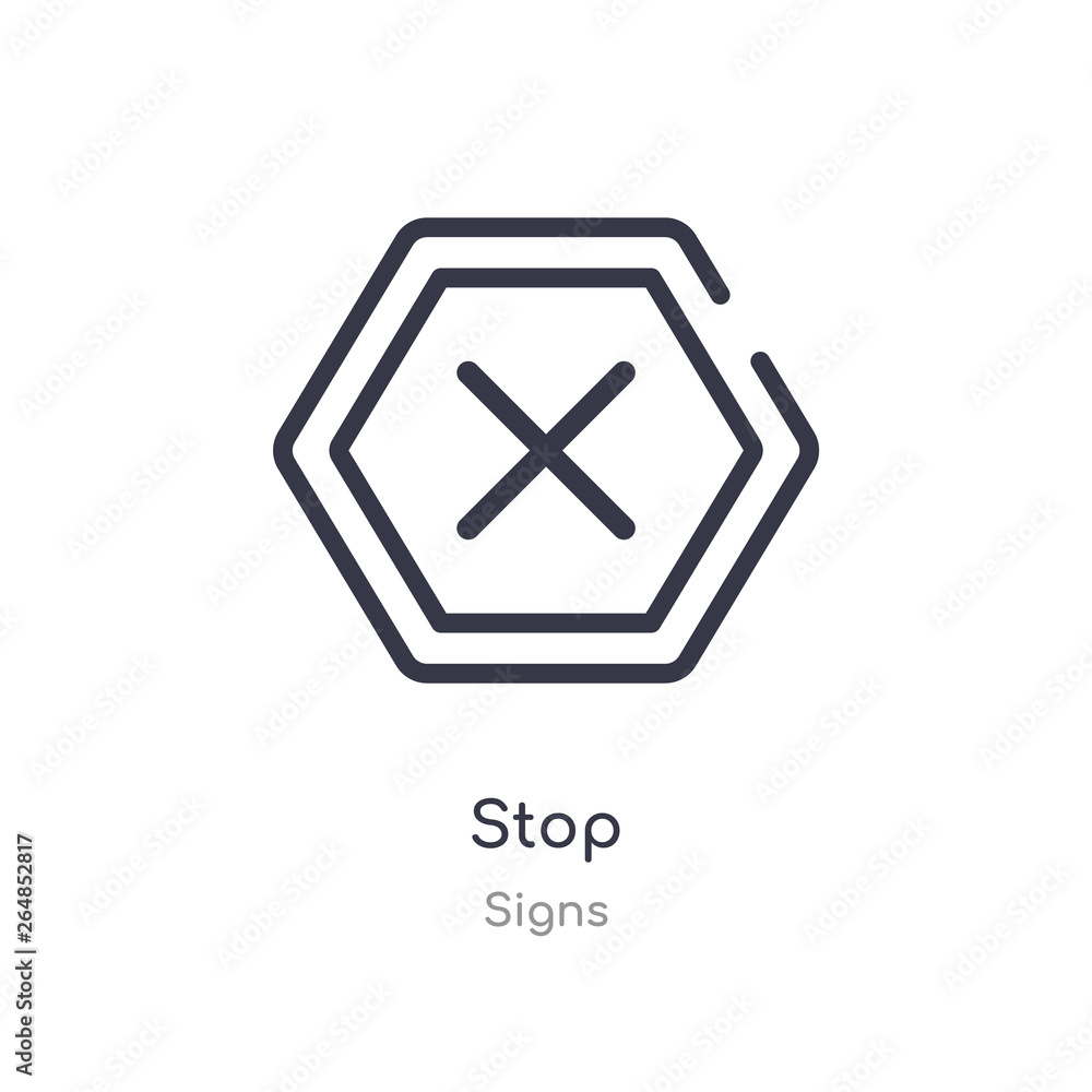 stop outline icon. isolated line vector illustration from signs collection. editable thin stroke stop icon on white background
