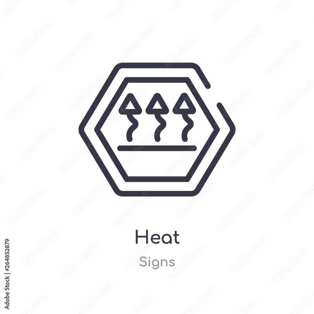 heat outline icon. isolated line vector illustration from signs collection. editable thin stroke heat icon on white background