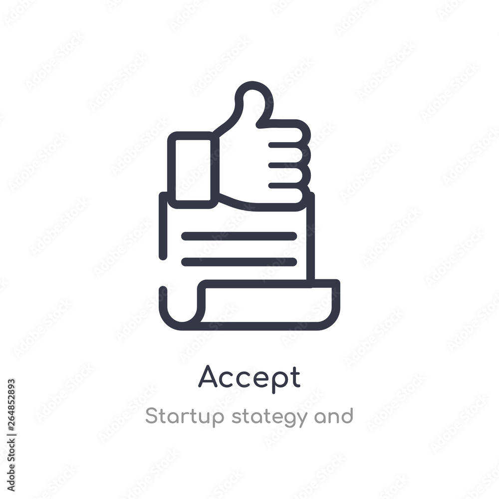 accept outline icon. isolated line vector illustration from startup stategy and collection. editable thin stroke accept icon on white background accept outline icon. isolated line vector illustration from startup stategy and collection. editable thin stroke accept icon on white background