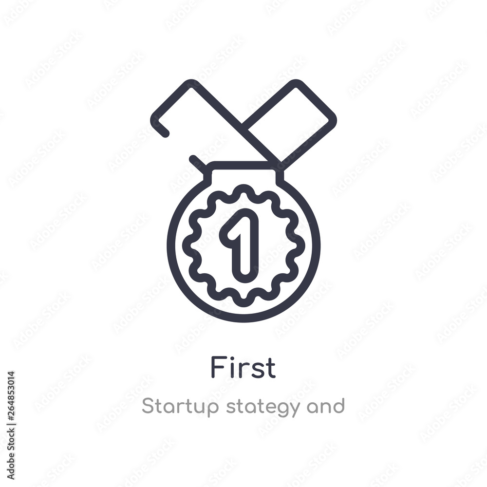 first outline icon. isolated line vector illustration from startup stategy and collection. editable thin stroke first icon on white background first outline icon. isolated line vector illustration from startup stategy and collection. editable thin stroke first icon on white background