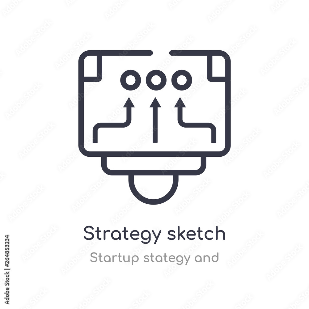 strategy sketch outline icon. isolated line vector illustration from startup stategy and collection. editable thin stroke strategy sketch icon on white background strategy sketch outline icon. isolated line vector illustration from startup stategy and collection. editable thin stroke strategy sketch icon on white background